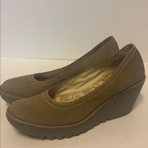 Fly London Women's Tan Wedge Shoes